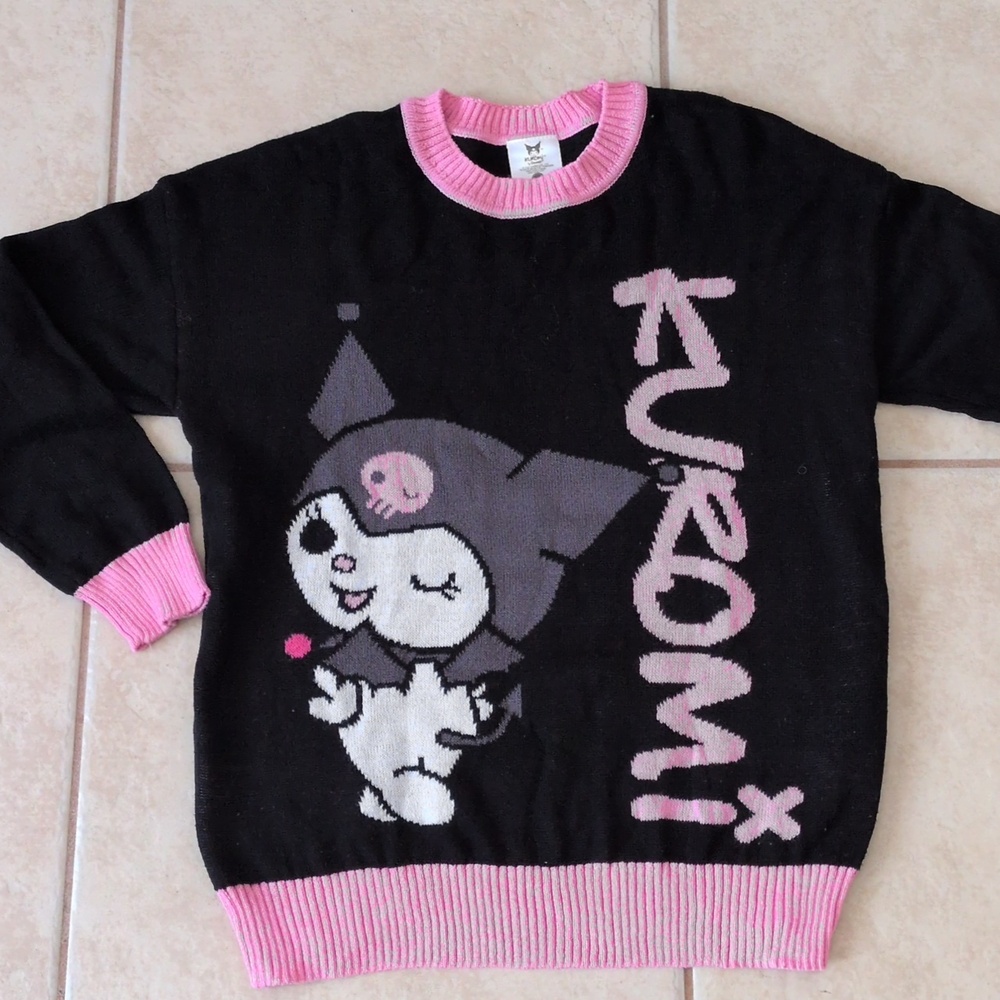 Kuromi Black & Pink Crewneck Sweater Size Medium